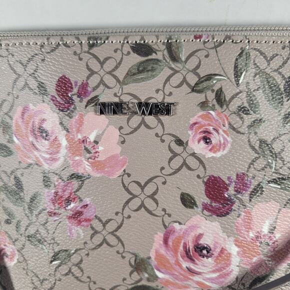Nine West Floral Roses Tan Feminine Cottagecore Fairycore Clutch Shoulder Bag - Picture 3 of 6